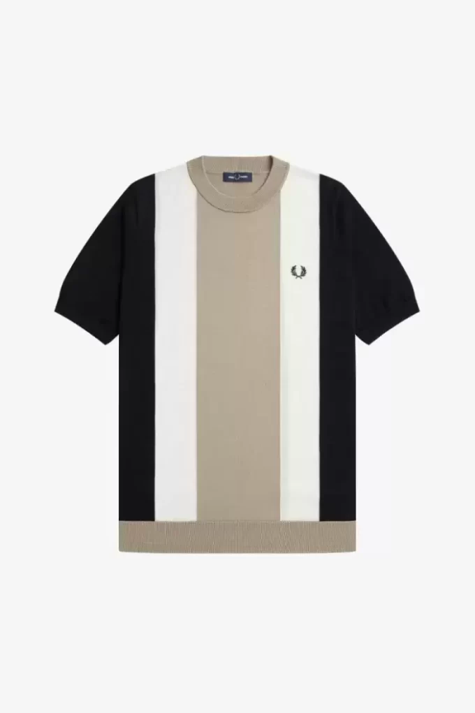 Gestreiftes Feinstrick-T-Shirt für Herren