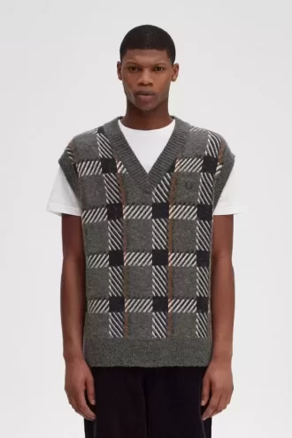 Gestrickte Herren-Tanktops mit Glitch-Tartan