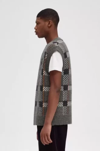 Gestrickte Herren-Tanktops mit Glitch-Tartan