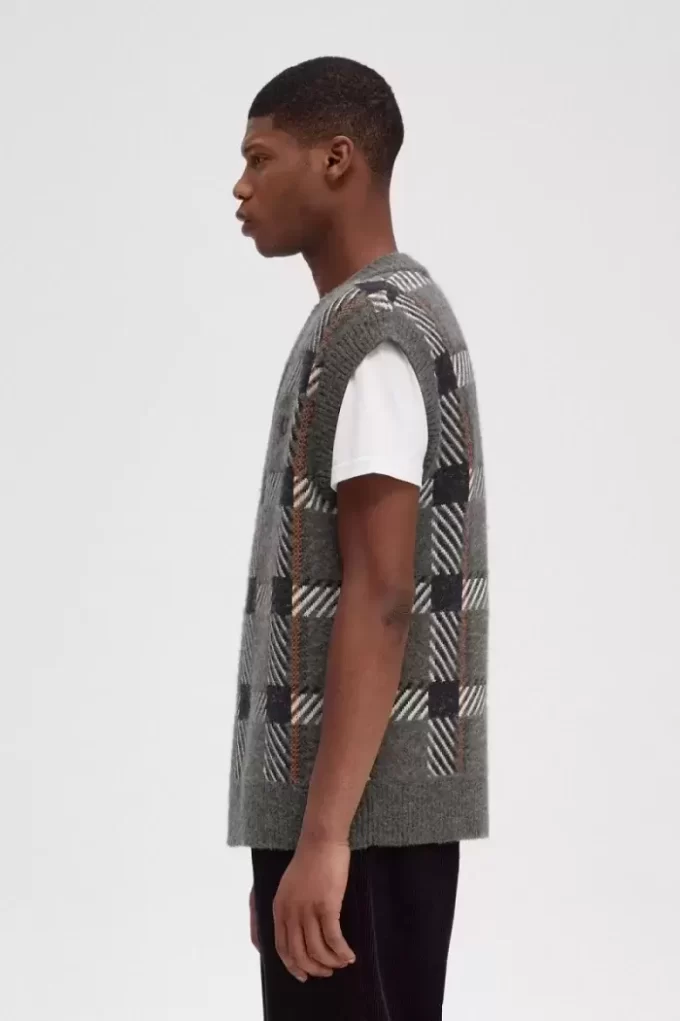 Gestrickte Herren-Tanktops mit Glitch-Tartan