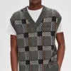 Gestrickte Herren-Tanktops mit Glitch-Tartan