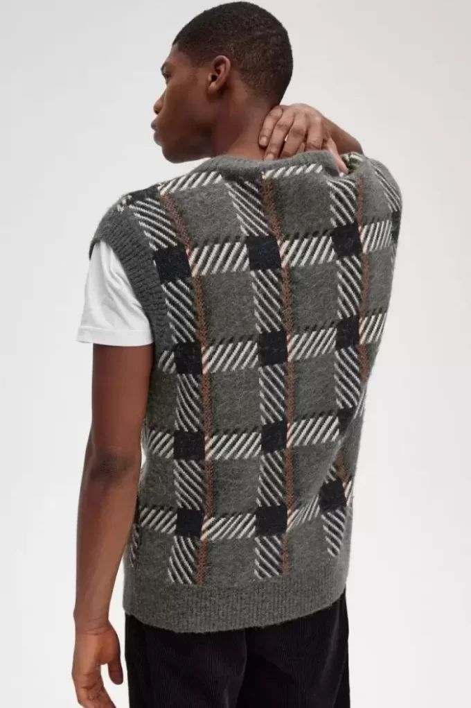 Gestrickte Herren-Tanktops mit Glitch-Tartan