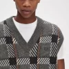 Gestrickte Herren-Tanktops mit Glitch-Tartan