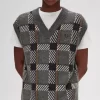 Gestrickte Herren-Tanktops mit Glitch-Tartan