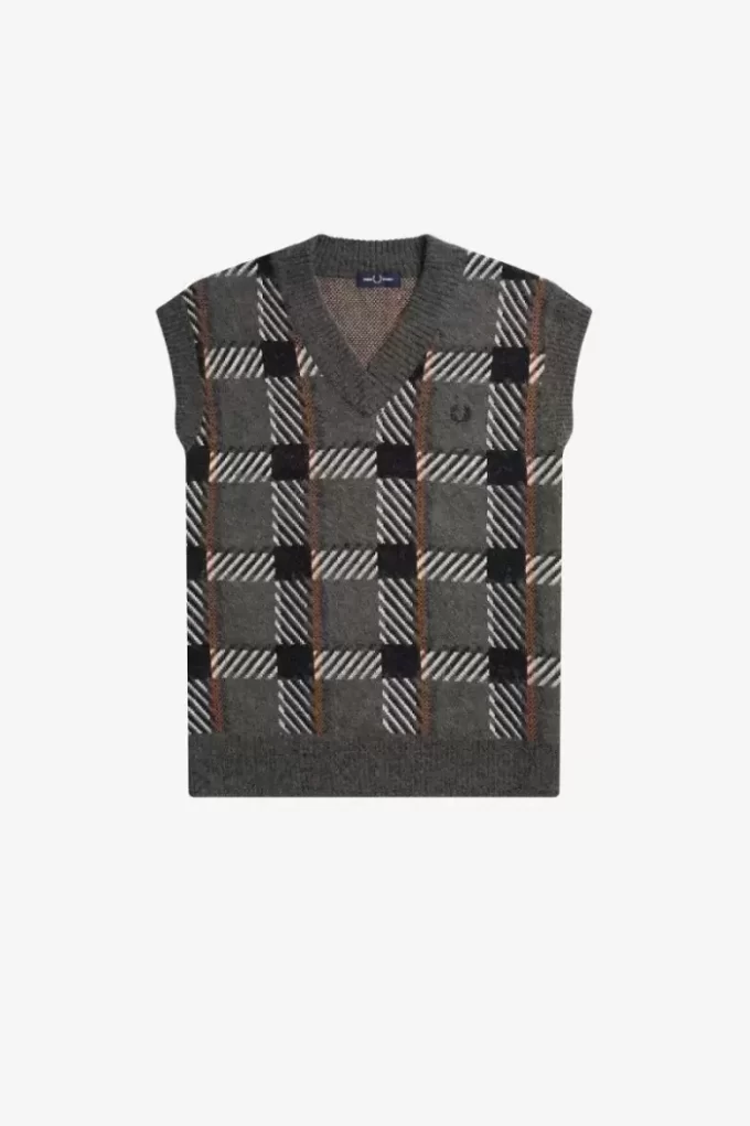 Gestrickte Herren-Tanktops mit Glitch-Tartan