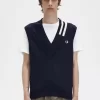 Gestrickte Herren-Tanktops mit V-Ausschnitt und Zierstreifen