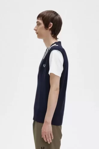 Gestrickte Herren-Tanktops mit V-Ausschnitt und Zierstreifen