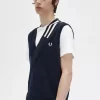 Gestrickte Herren-Tanktops mit V-Ausschnitt und Zierstreifen