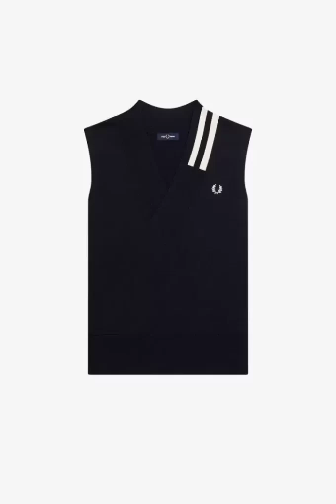 Gestrickte Herren-Tanktops mit V-Ausschnitt und Zierstreifen