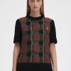 Gestrickte Tanktops mit Glitch-Tartan-Muster für Damen