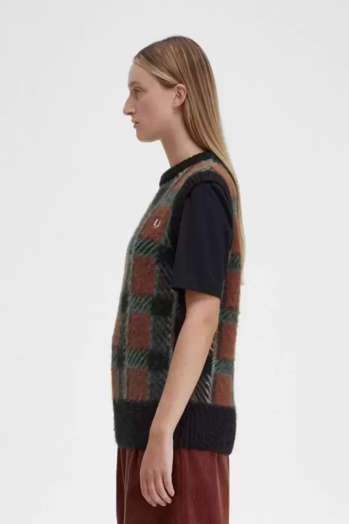 Gestrickte Tanktops mit Glitch-Tartan-Muster für Damen