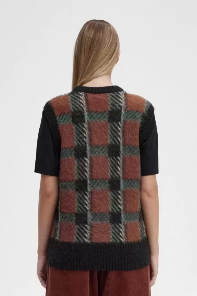 Gestrickte Tanktops mit Glitch-Tartan-Muster für Damen