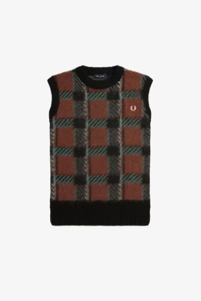 Gestrickte Tanktops mit Glitch-Tartan-Muster für Damen