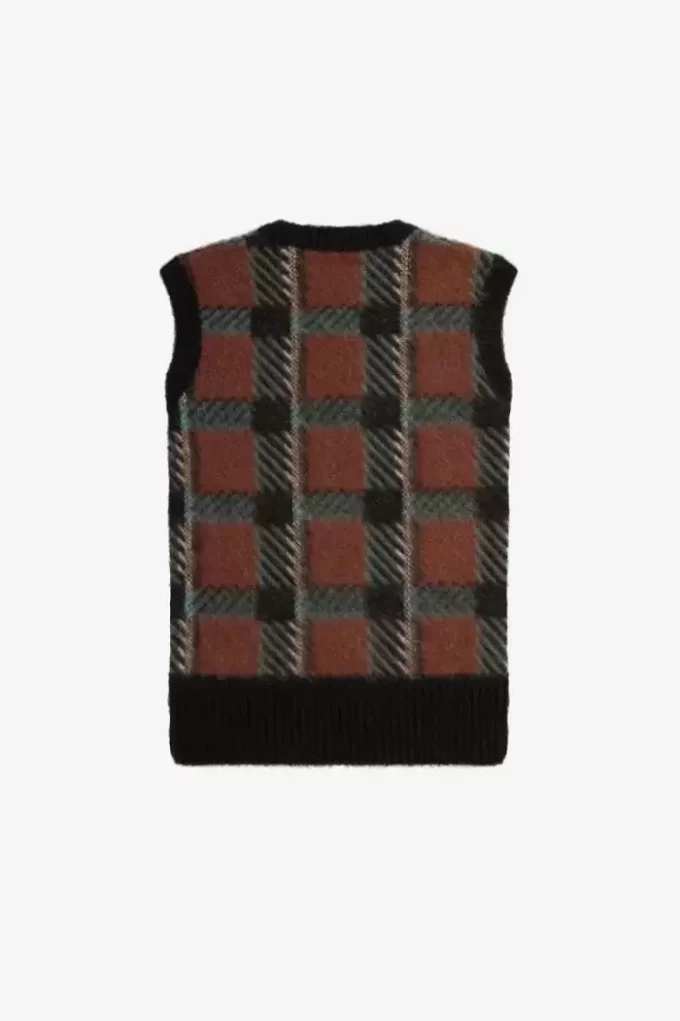 Gestrickte Tanktops mit Glitch-Tartan-Muster für Damen