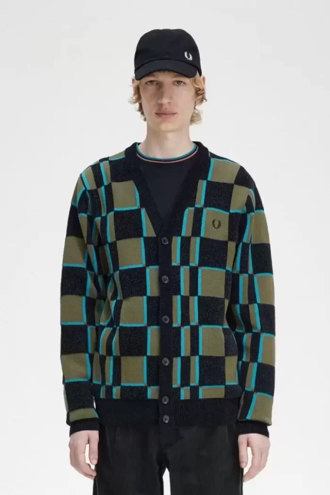 Glitch Checkerboard Herren-Cardigan