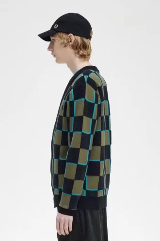 Glitch Checkerboard Herren-Cardigan