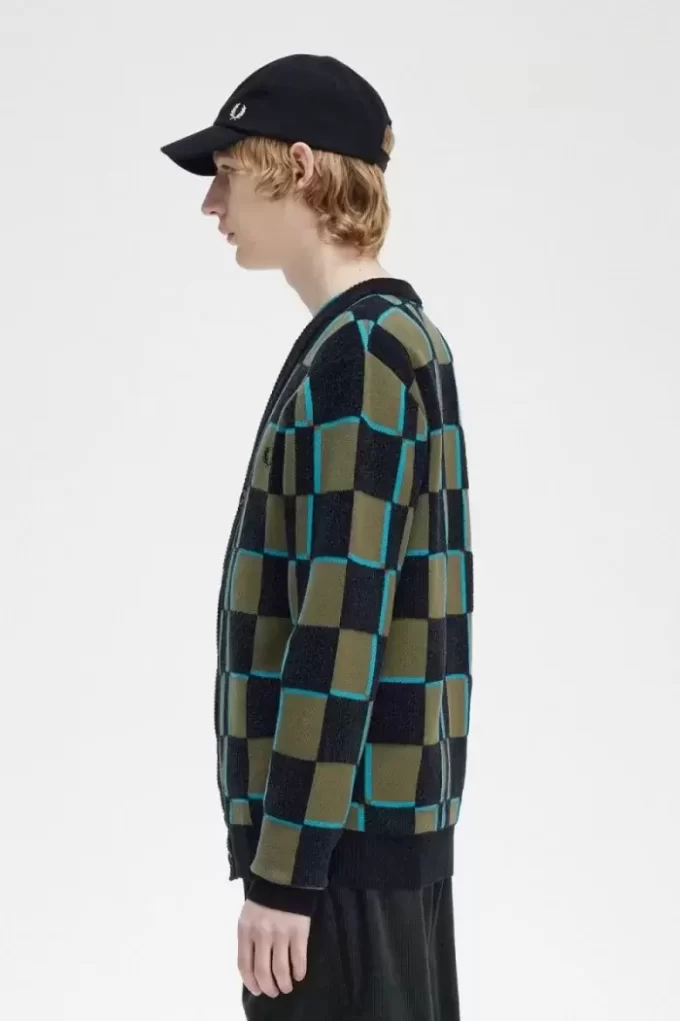 Glitch Checkerboard Herren-Cardigan