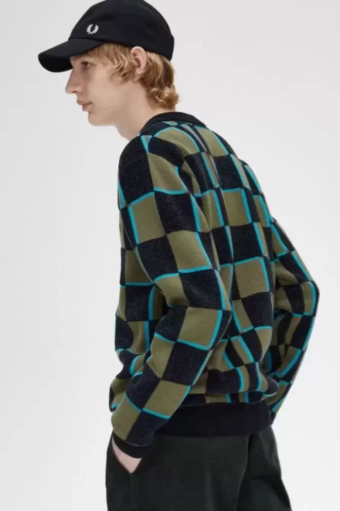 Glitch Checkerboard Herren-Cardigan