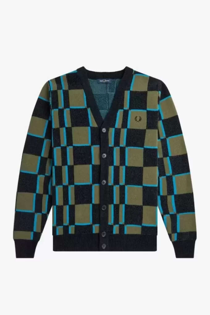 Glitch Checkerboard Herren-Cardigan