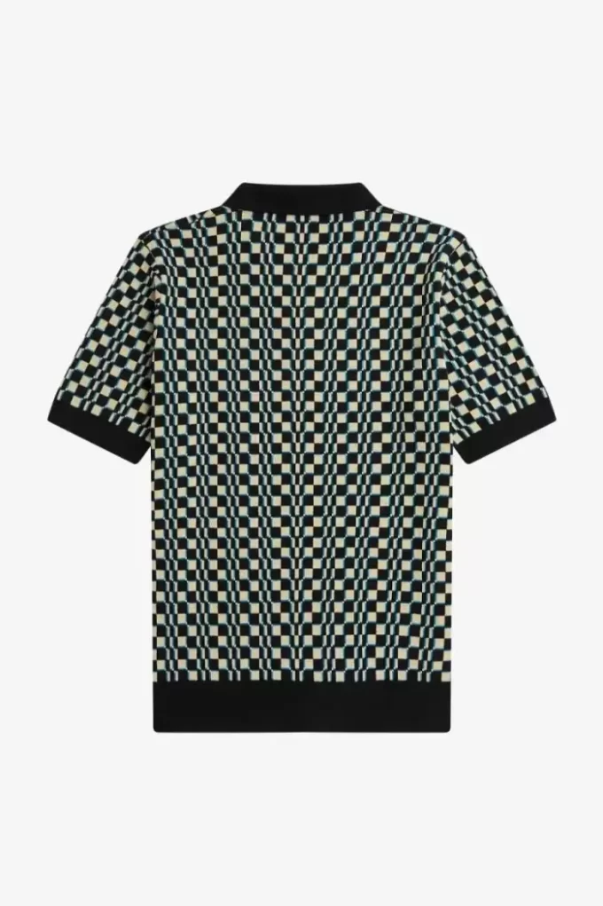 Glitch Schachbrett-Strickhemd für Herren