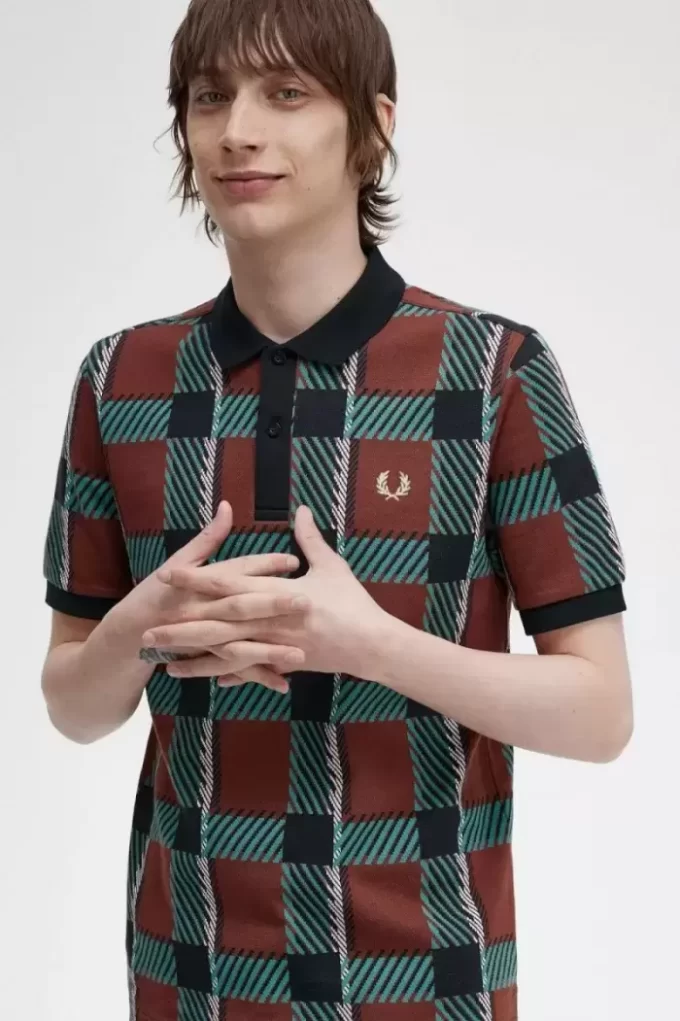 Glitch Tartan Herren-Poloshirt