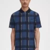 Glitch Tartan Herren-Poloshirt mit Reißverschluss