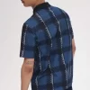 Glitch Tartan Herren-Poloshirt mit Reißverschluss