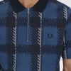 Glitch Tartan Herren-Poloshirt mit Reißverschluss