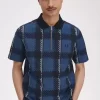 Glitch Tartan Herren-Poloshirt mit Reißverschluss