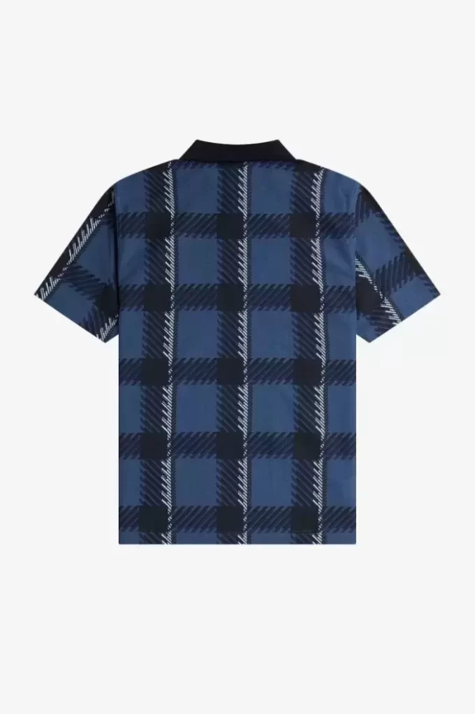 Glitch Tartan Herren-Poloshirt mit Reißverschluss