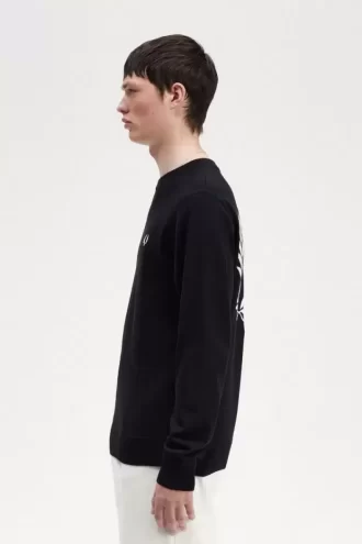 Grafischer Lorbeerkranz-Herrenpullover