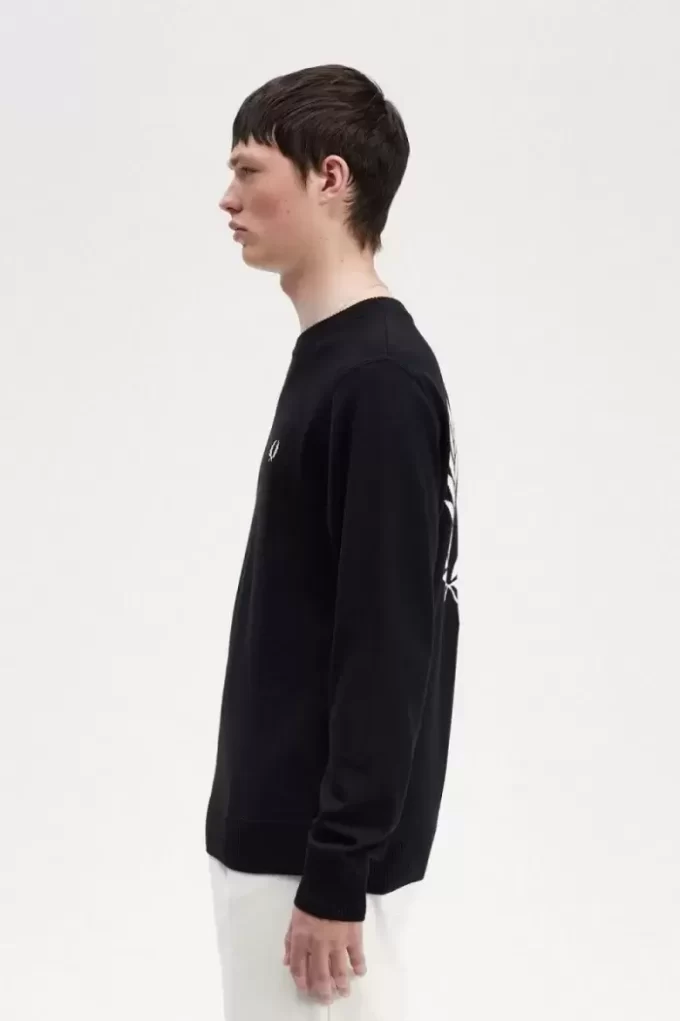Grafischer Lorbeerkranz-Herrenpullover