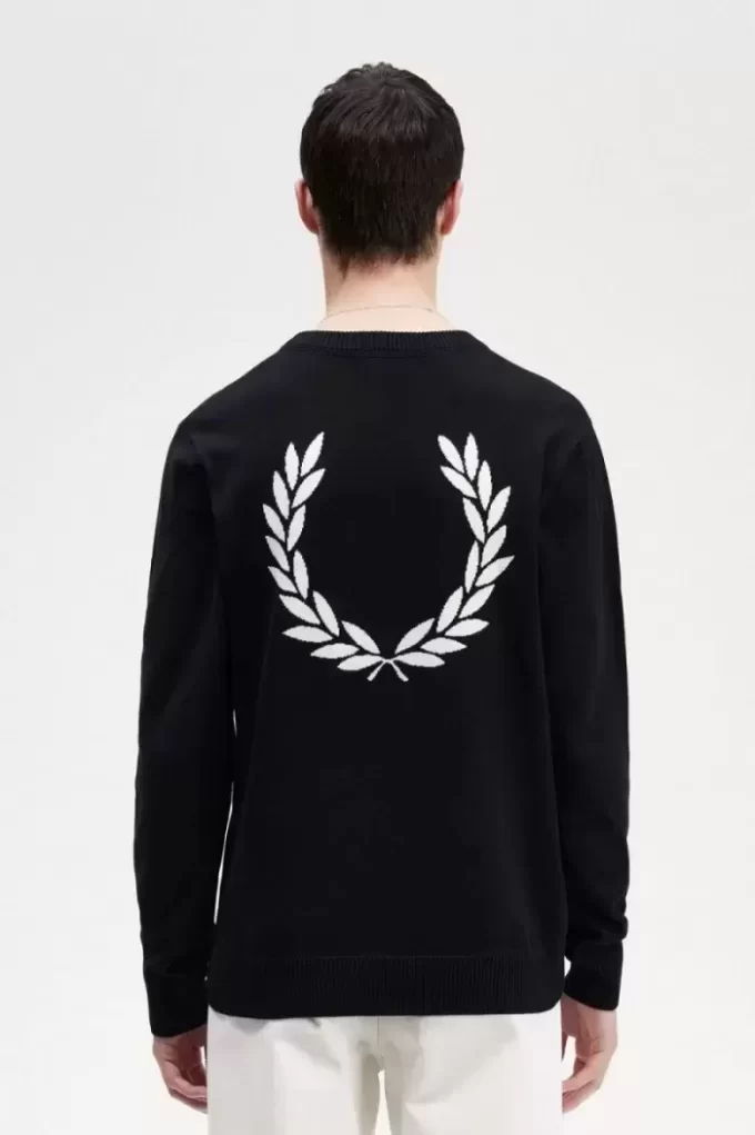 Grafischer Lorbeerkranz-Herrenpullover