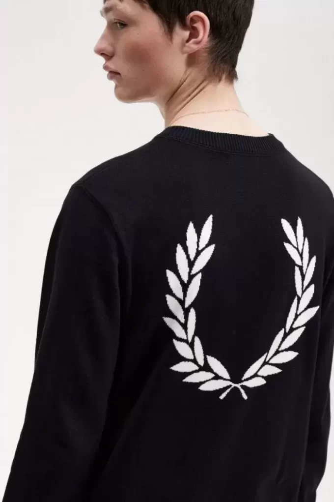 Grafischer Lorbeerkranz-Herrenpullover