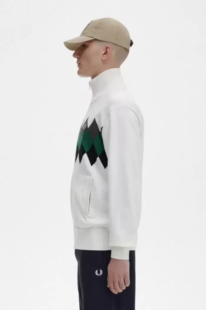 Herren-Cardigan mit Diamant-Intarsienmuster