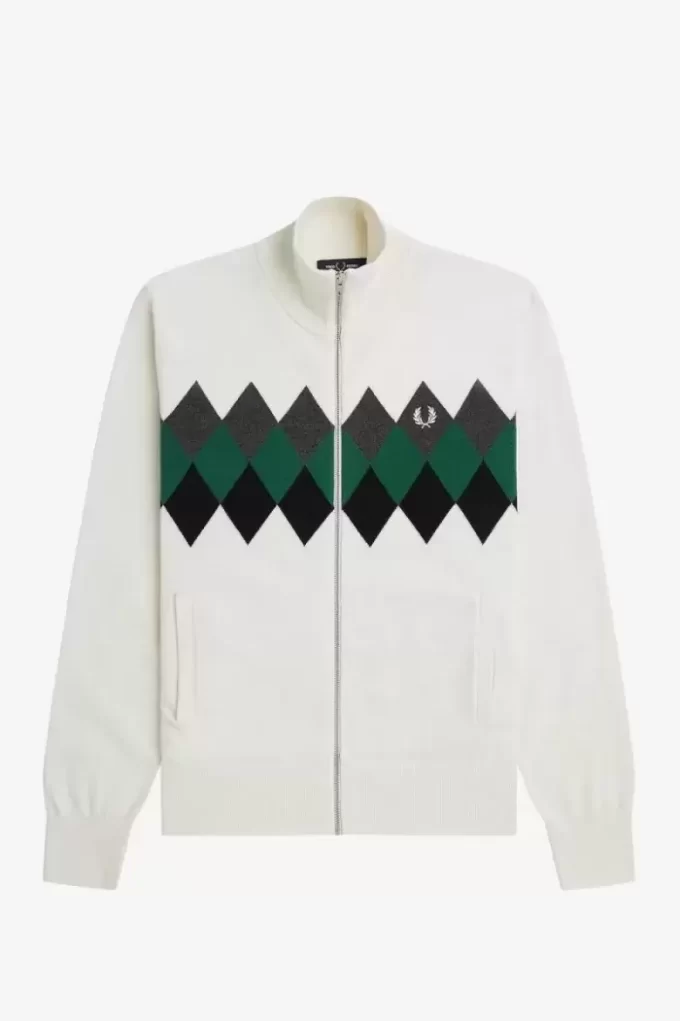 Herren-Cardigan mit Diamant-Intarsienmuster