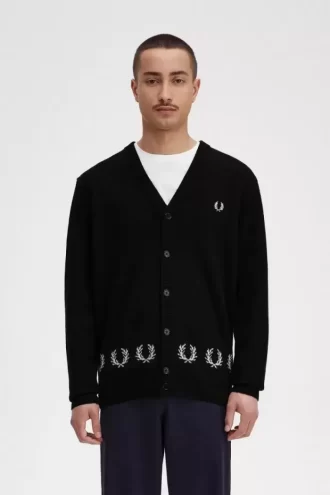 Herren-Cardigan mit Lorbeerkranzbesatz