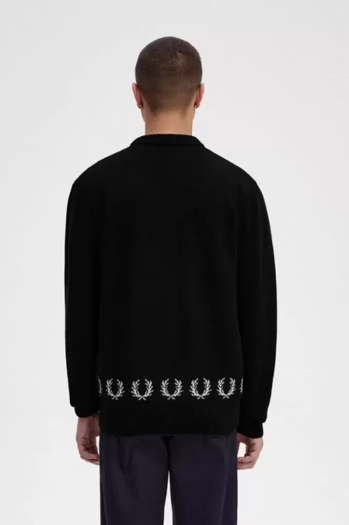 Herren-Cardigan mit Lorbeerkranzbesatz