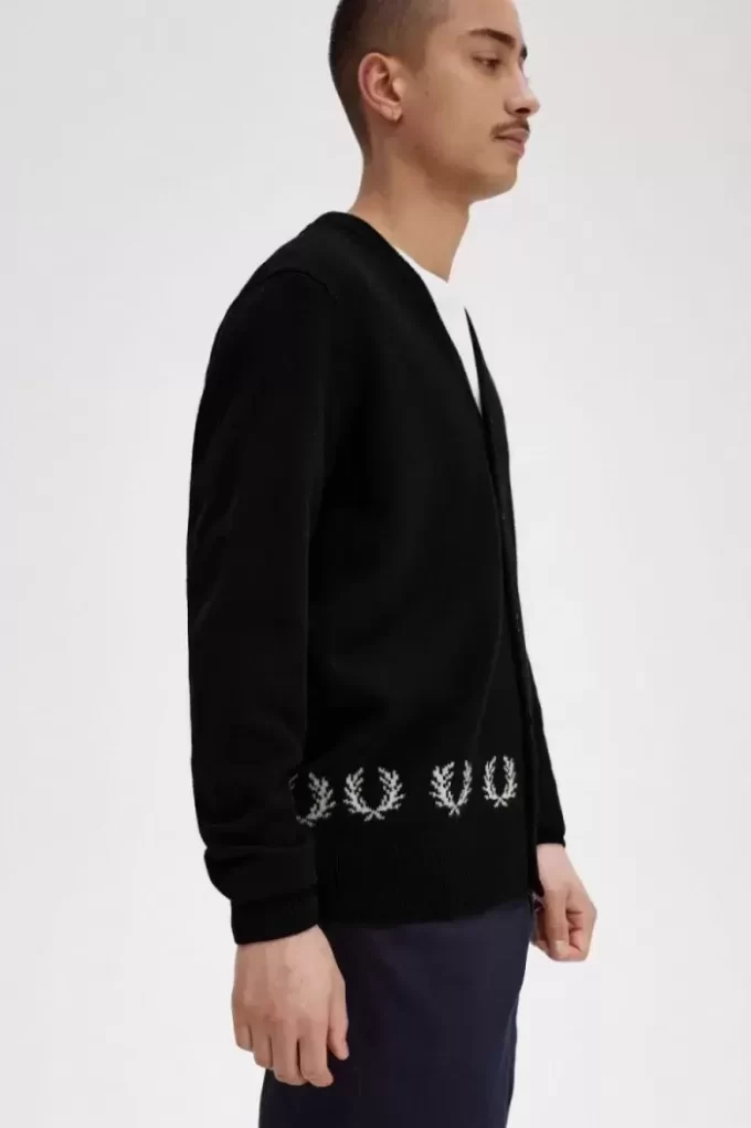 Herren-Cardigan mit Lorbeerkranzbesatz