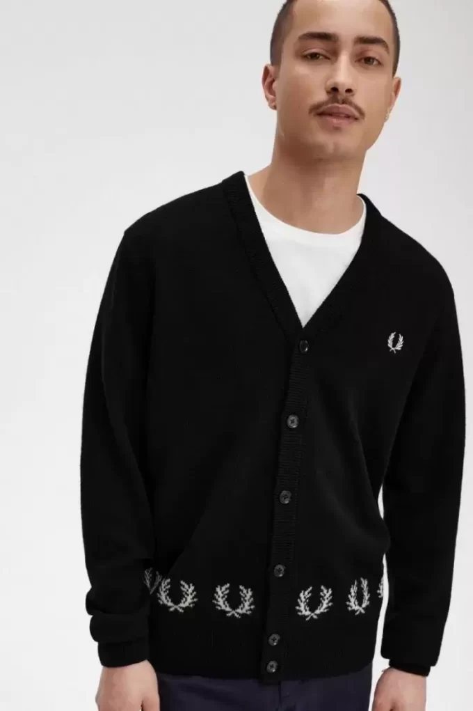Herren-Cardigan mit Lorbeerkranzbesatz