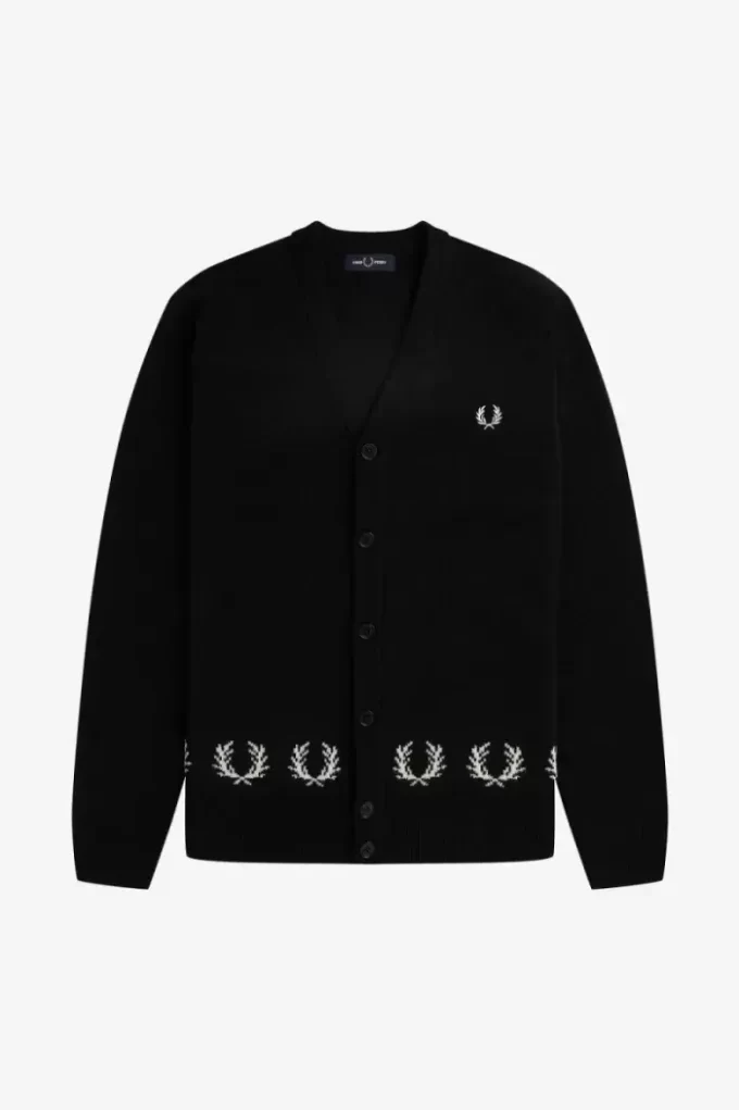 Herren-Cardigan mit Lorbeerkranzbesatz