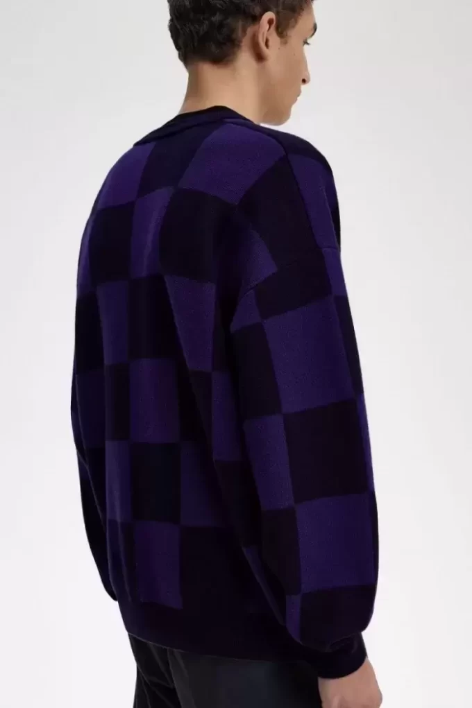 Herren-Cardigan mit Schachbrettmuster