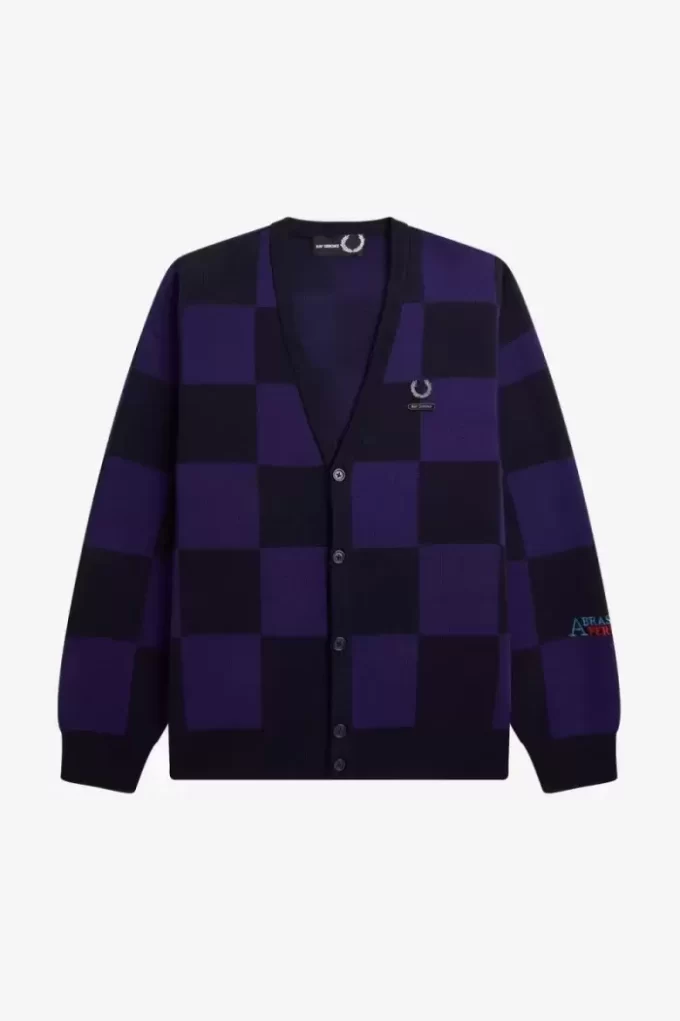 Herren-Cardigan mit Schachbrettmuster