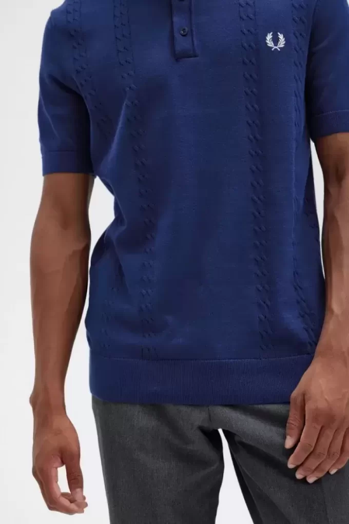 Herren-Henley-Shirt mit Zopfmuster