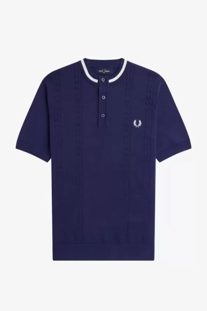 Herren-Henley-Shirt mit Zopfmuster