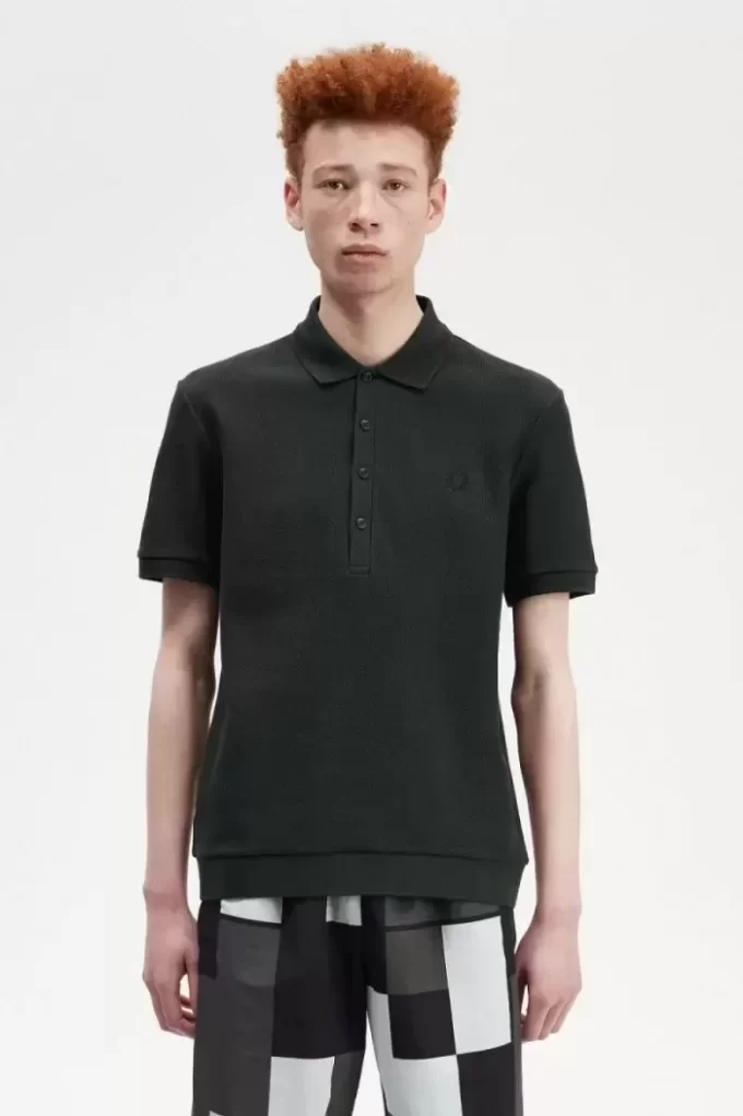 Herren-Poloshirt aus Baumwolle mit Wabenmuster