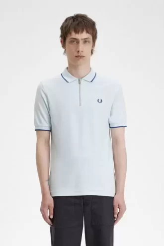 Herren-Poloshirt aus Crêpe-Piqué mit Reißverschluss