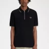 Herren-Poloshirt aus Crêpe-Piqué mit Reißverschluss