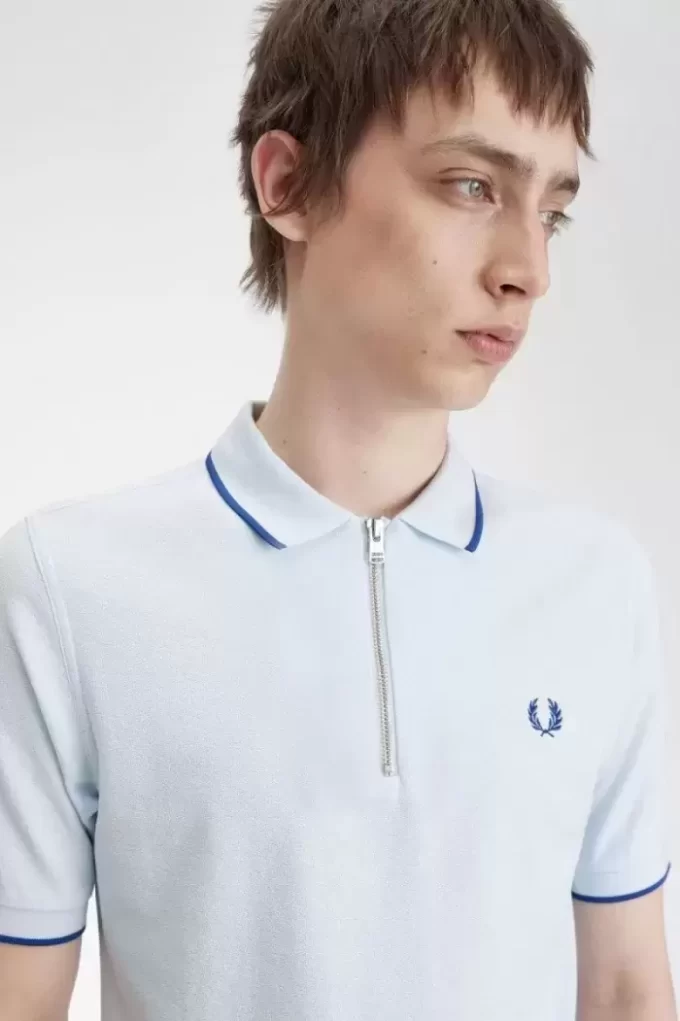 Herren-Poloshirt aus Crêpe-Piqué mit Reißverschluss