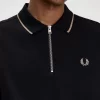 Herren-Poloshirt aus Crêpe-Piqué mit Reißverschluss